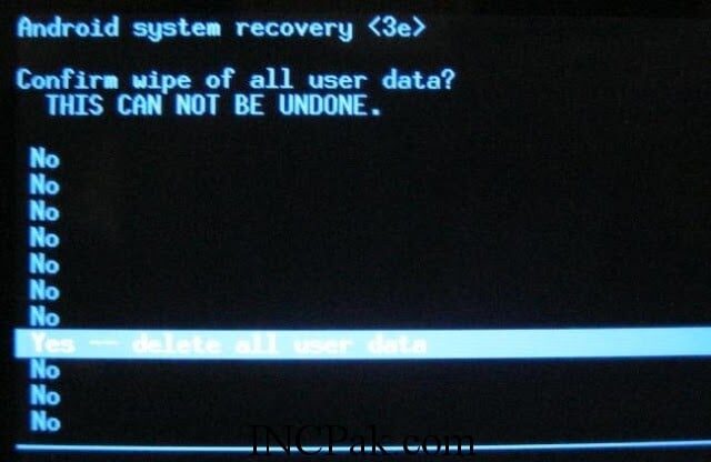 wipe data yes
