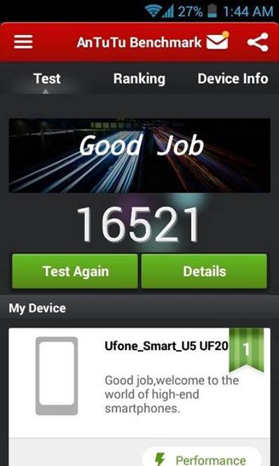Ufone Smart U5 benchmark