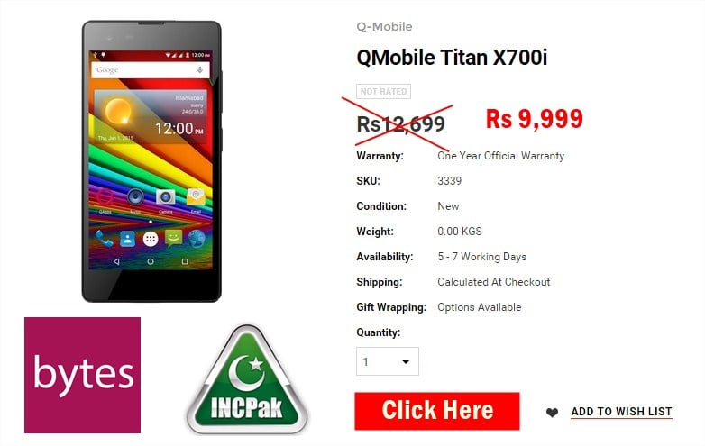 QMobile Titan x700i dhamaka discount 