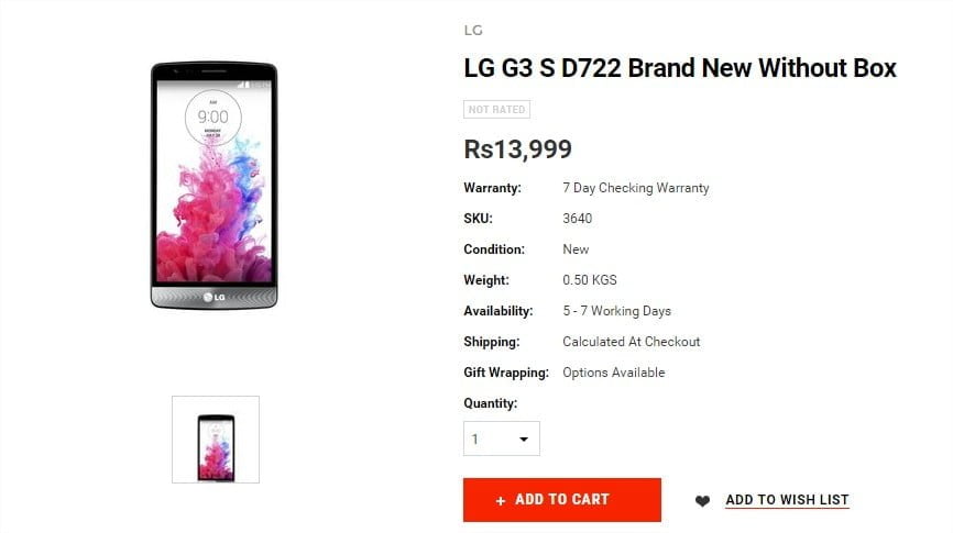 LG G3 S D722 Brand New Without Box - Google Chrome