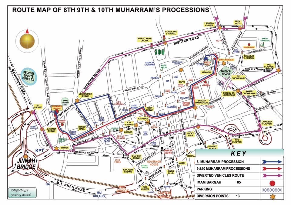 Karachi Traffic Route map