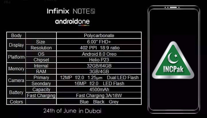Infinix Note 5 [AndroidOne] images and specs leaked