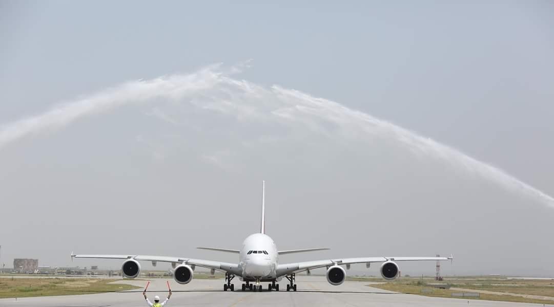 Emirates special A380 flight lands at New Islamabad Airport 