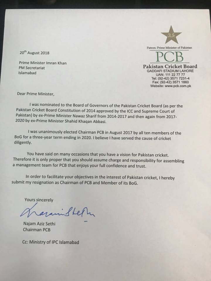 Najam Sethi resigns from his post