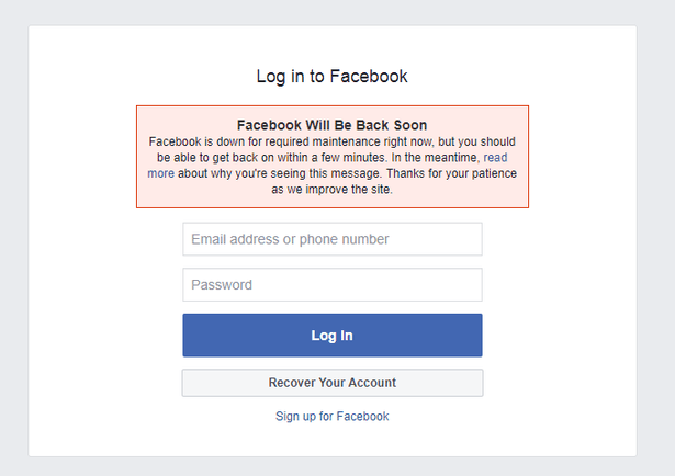 Facebook is DOWN and users report it is crashing