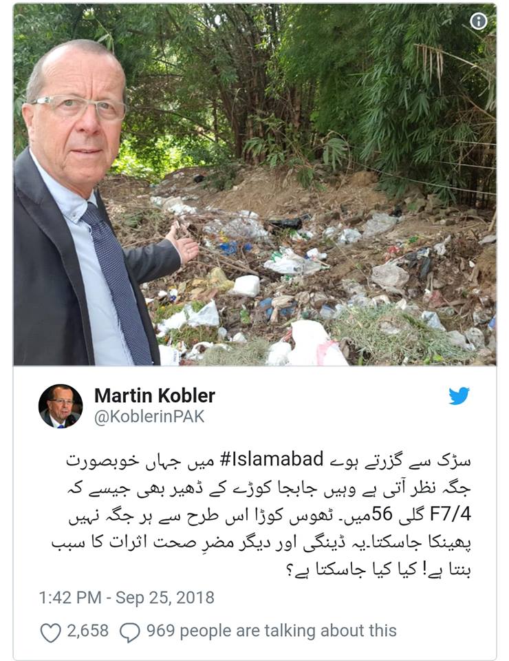 German Ambassador to Pakistan notices Garbage in Islamabad