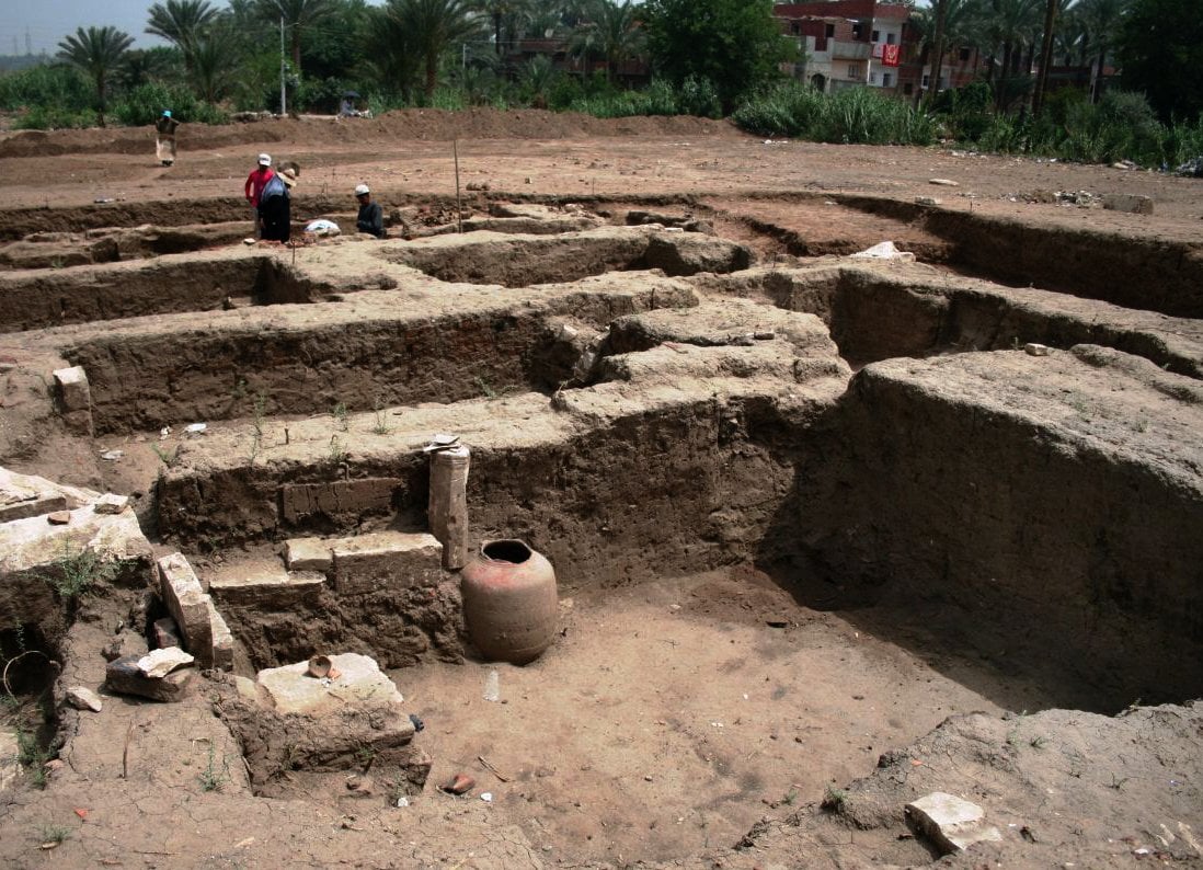 shows a basin in a chamber that was likely used for religious rituals