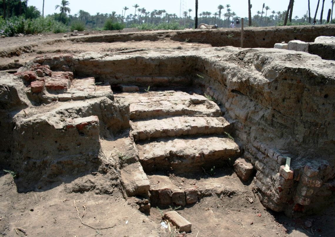 shows a basin in a chamber that was likely used for religious rituals