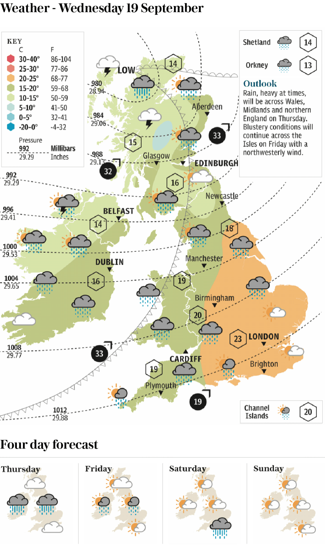 Weather map for Wednesday - and week ahead