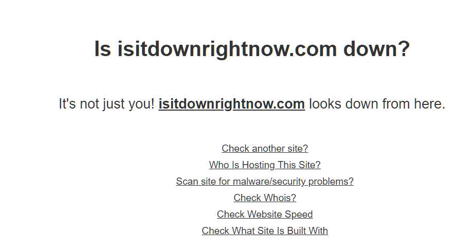Is isitdownrightnow.com down? Screenshot