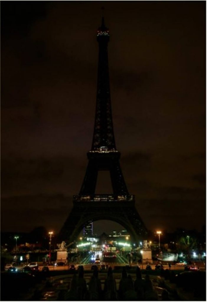  Eiffel Tower shrouded in darkness