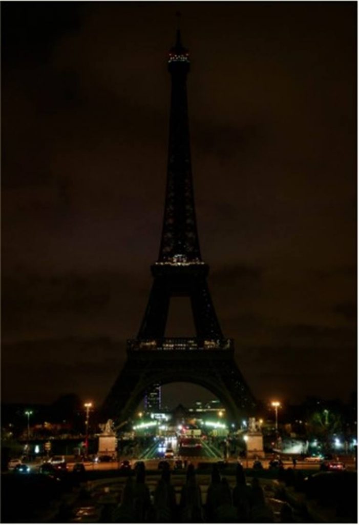  Eiffel Tower shrouded in darkness