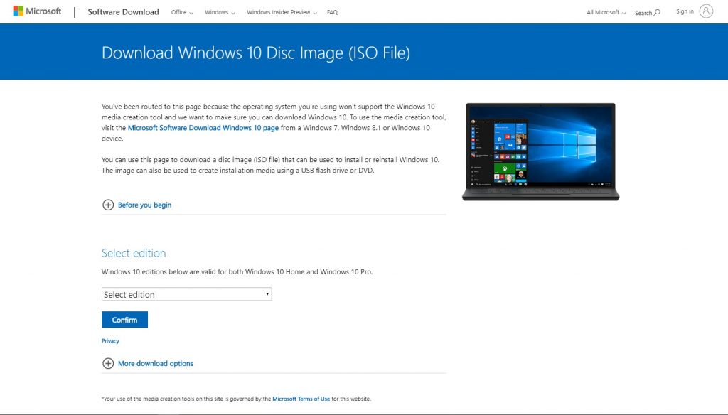 How to download Windows 10 ISO directly from Microsoft
