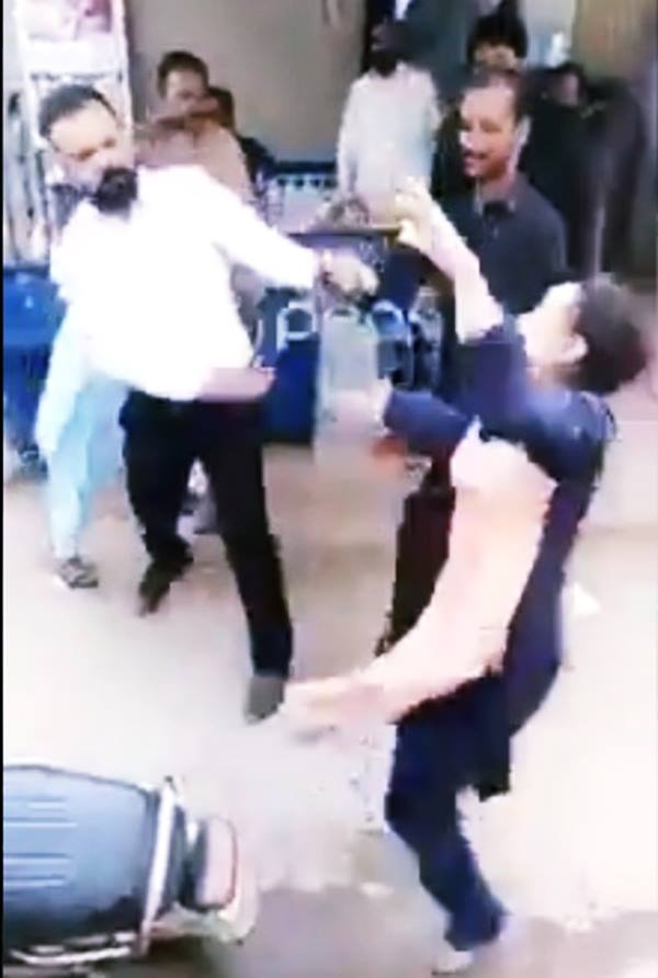 Amrat being beaten