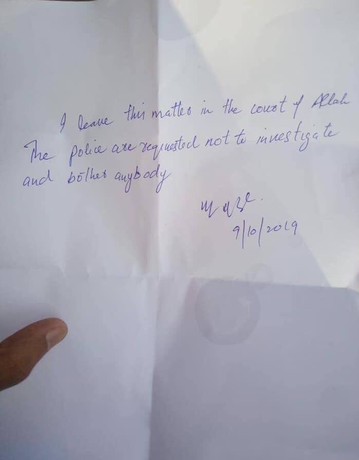 Letter found by his dead body