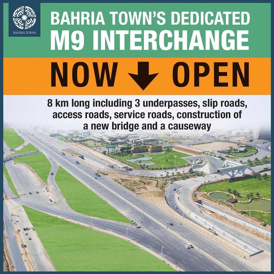 Bahria Town Karachi opens M9 Interchange for public 