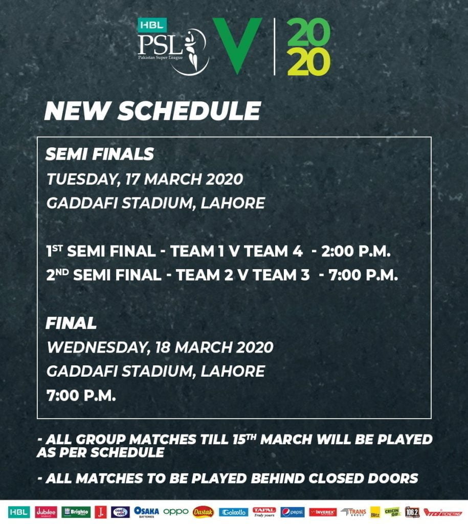 PSL 2020: PCB replaces playoffs matches with Sami finals