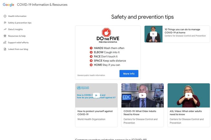 Google Coronavirus Website