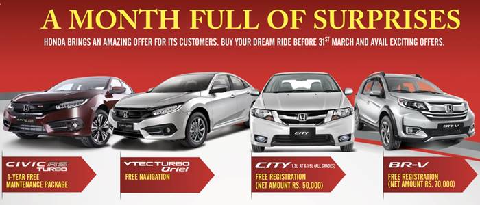 Honda Atlas Offers Honda Civic Honda City Honda BR-V IMC Hyundai Nishat Sazgar BAIC Crown