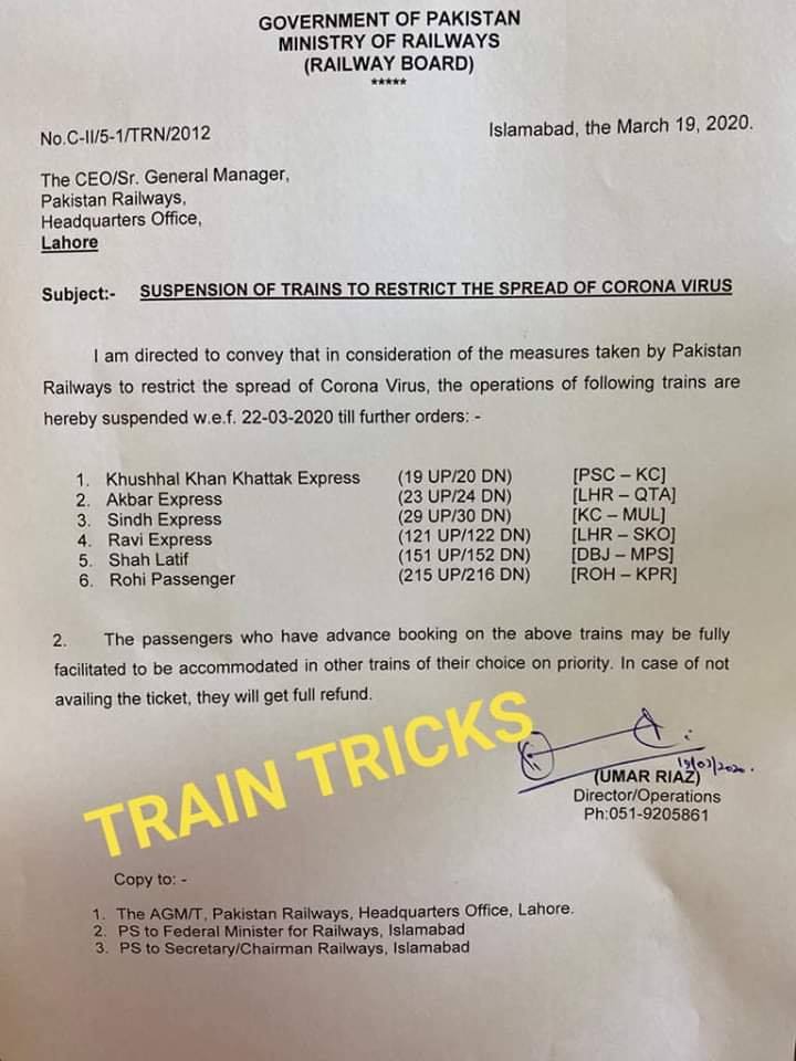 Pakistan Railways suspends Eight trains to Karachi