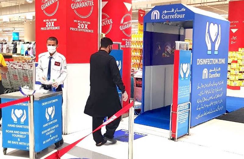 Carrefour Pakistan installs disinfectant gates at all stores to protect its shoppers and staff