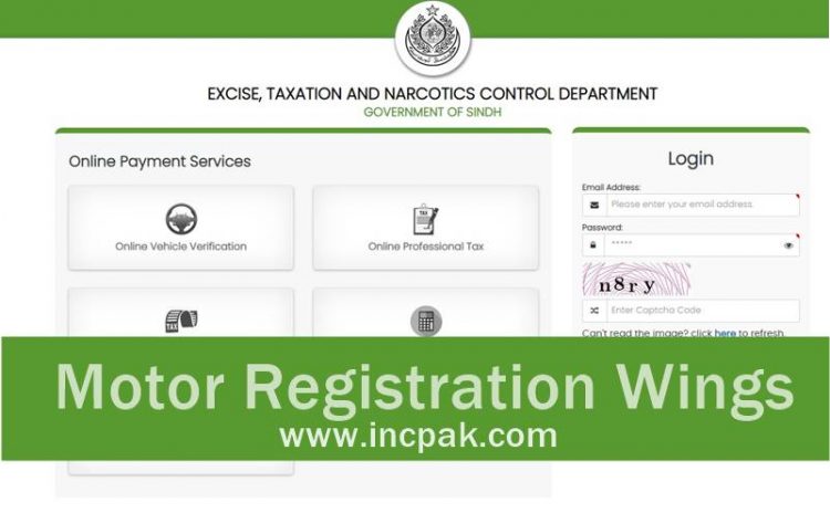 Motor Registration Wings Excise and Taxation Department