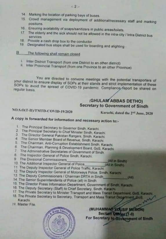 Sindh Govt issues SOPs for Public Transport in Karachi