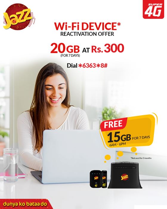 Jazz Super 4G Wifi Device Reactivation Offer Welcome Back Offer