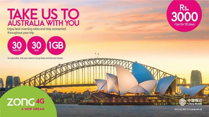 Zong Brings Australia International Roaming Bundle 