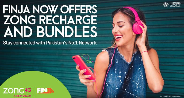 Zong4G customers can now reload and apply data bundles from Finja app 
