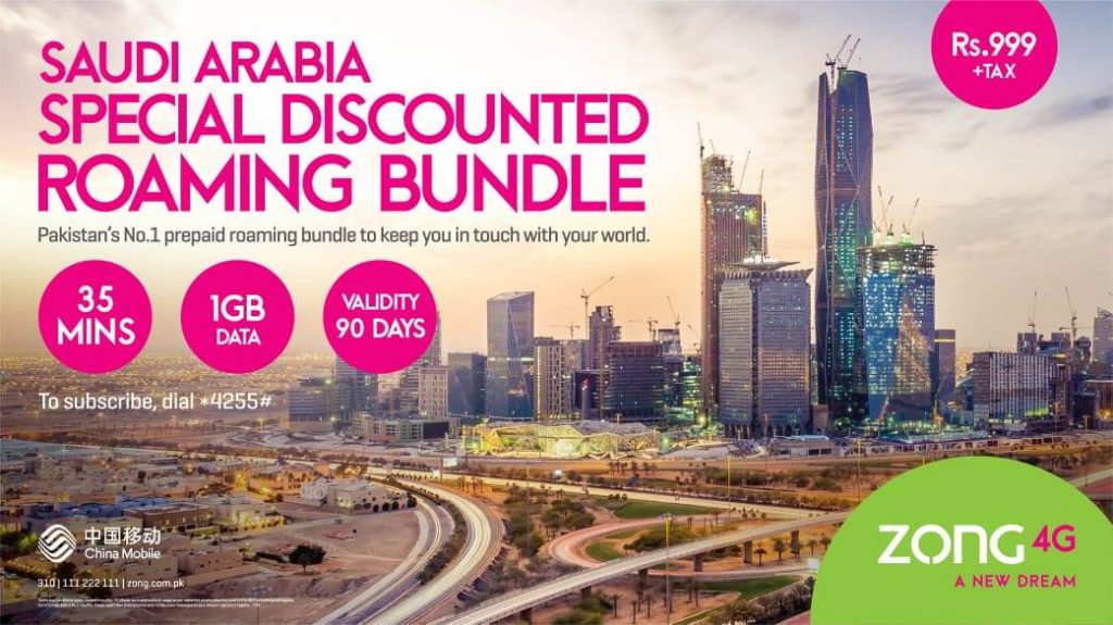 Zong 4G  Introduces Saudi Arabia International Roaming offer