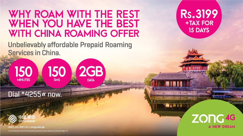 Zong Launches China International Roaming Offer for Prepaid Customers
