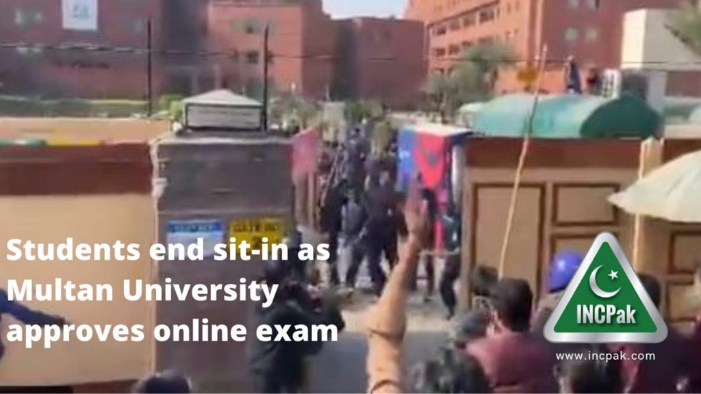 Students end sit-in as Multan University approves online exam - incpak.com