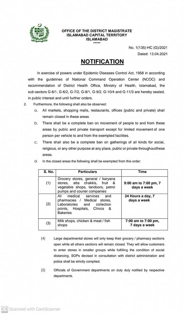 Islamabad seals sectors, islamabad