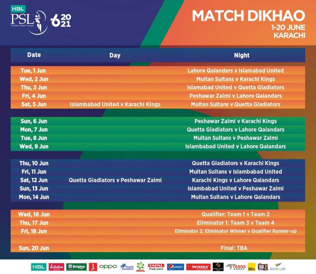 remaining psl 6 matches, remaining psl 2021 matches, psl 6, psl 2021