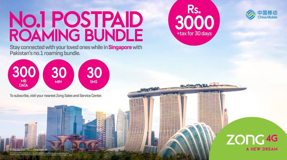 Zong Brings Amazing Postpaid Roaming Offer for Singapore