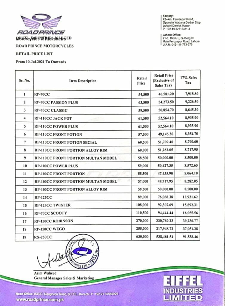 Road Prince Prices, Road Prince Motorcycle Prices, Road Prince