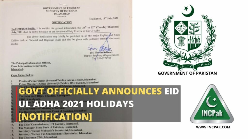 Eid ul Adha 2021 Holidays, Eid ul Adha 2021, Eid Holidays