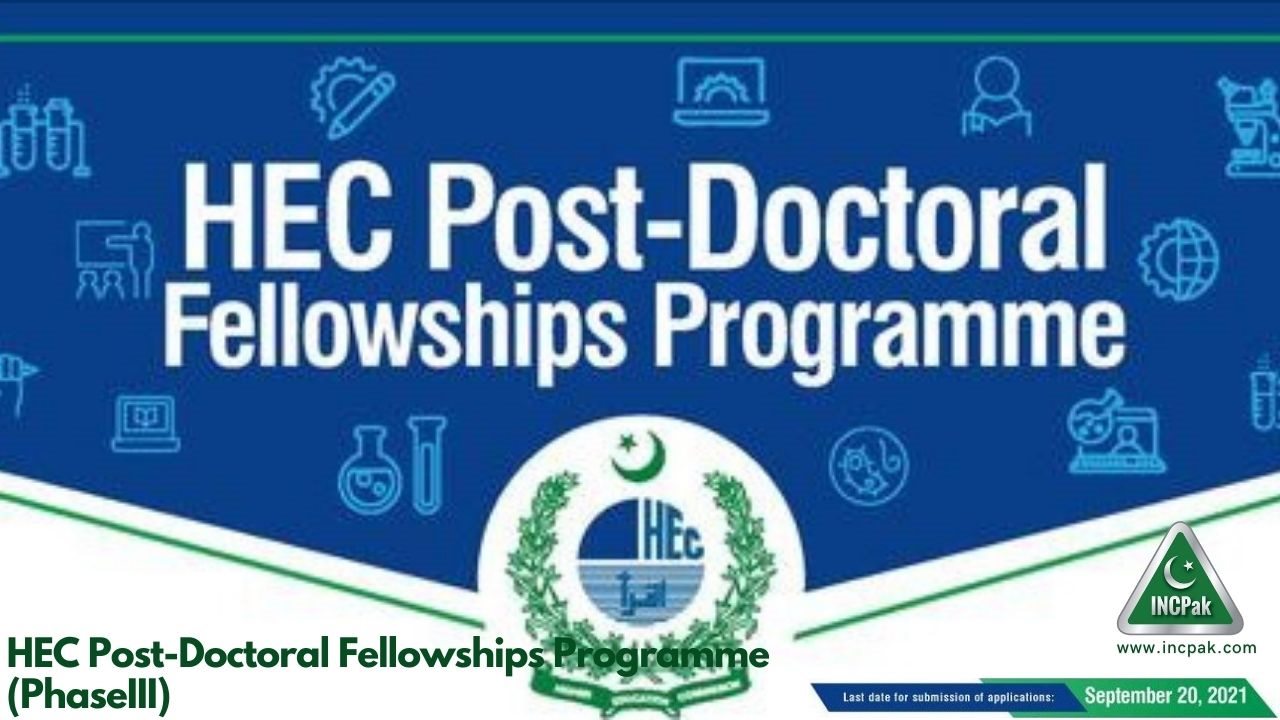 HEC PostDoctoral Fellowships Programme (Phase III) INCPak