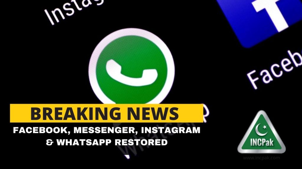 Facebook Restored, WhatsApp Restored, Instagram Restored, Facebook Messenger Restored, Messenger Restored
