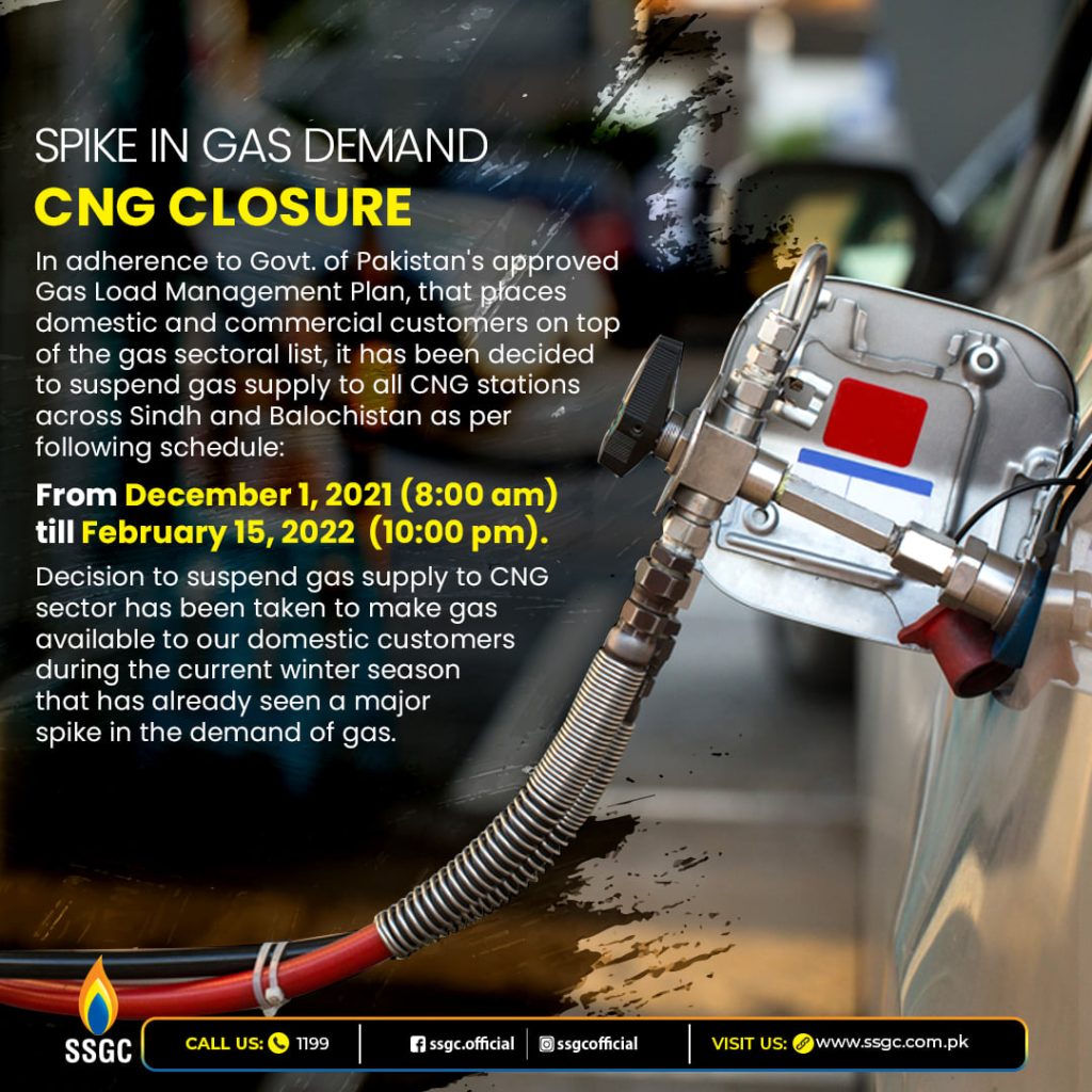 SSGC suspends Gas supply to CNG sector for two and a half months