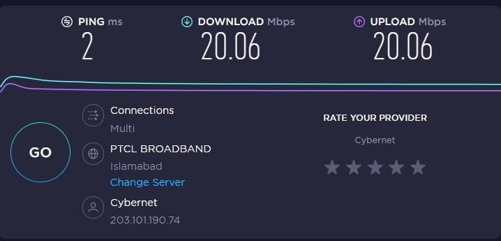 Stormfiber Speedtest result by OKLA - F-15 Islamabad. - Stormfiber Promotional Packages in Islamabad