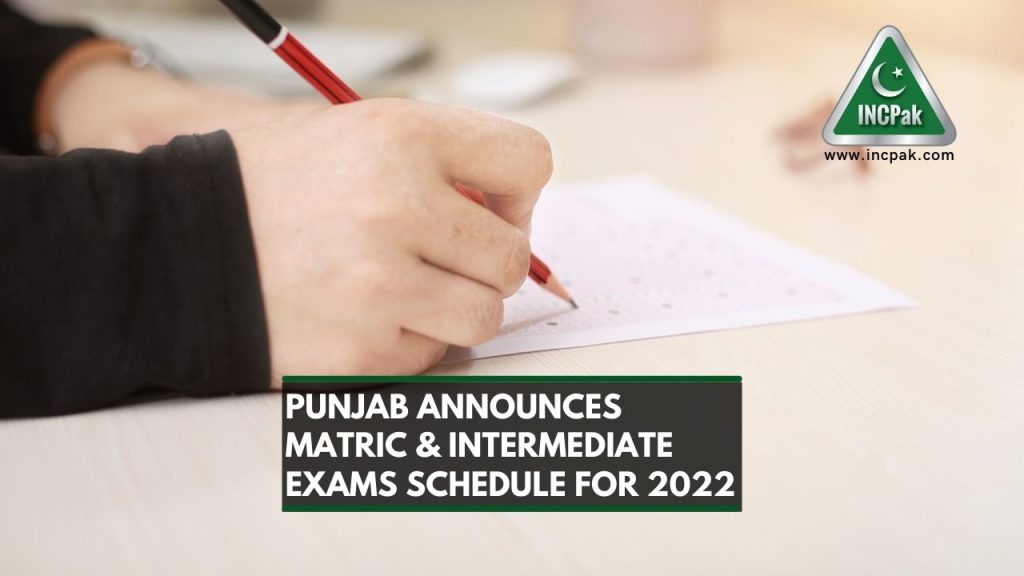 Matric Exams, Intermediate Exams, Punjab