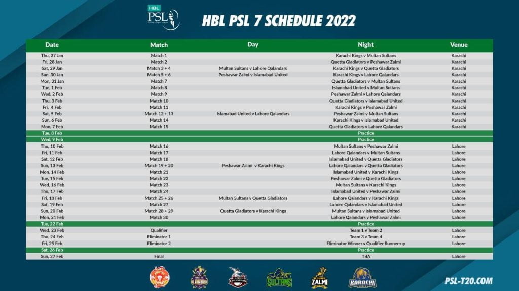 PSL 7 2022, PSL 7, PSL 2022, Pakistan Super League, PSL 7 Schedule, PSL 2022 Schedule
