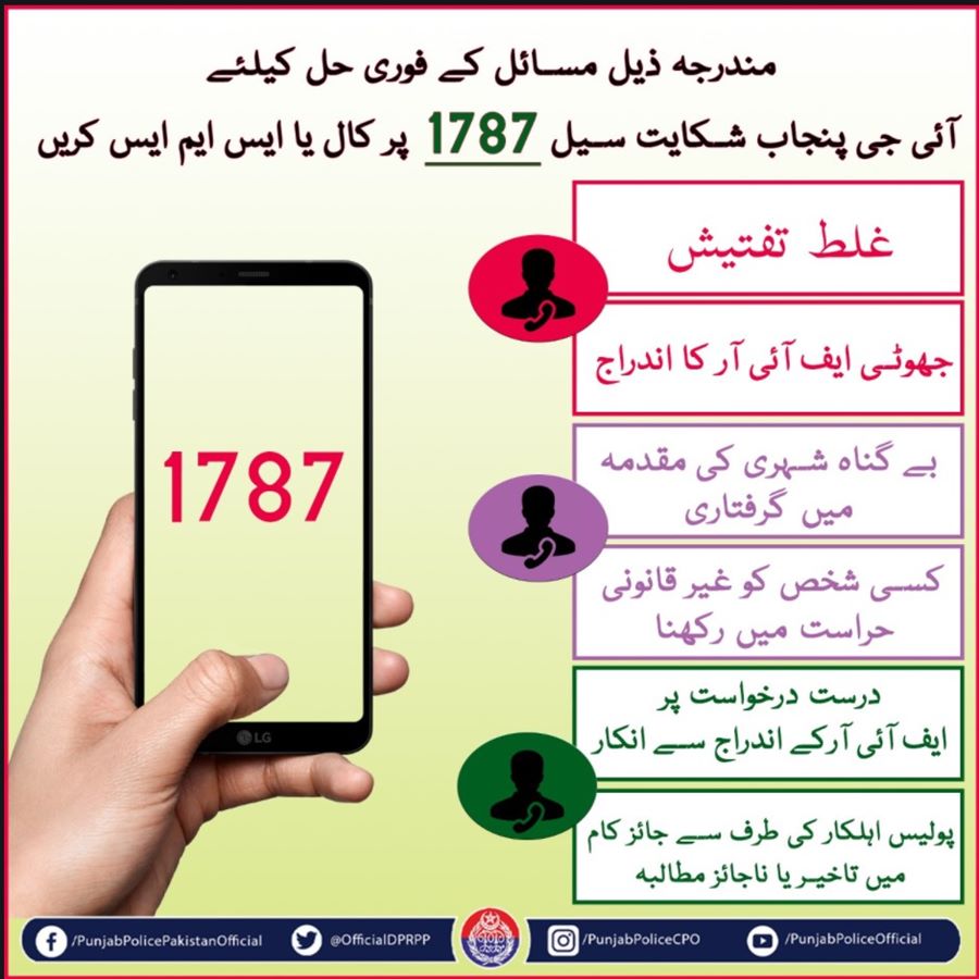 IGP PUNJAB POLICE COMPLAINT CENTER 1787