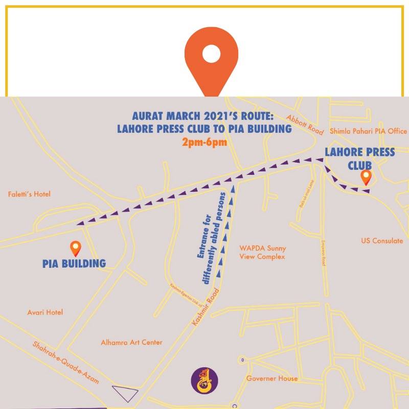 Aurat March 2022, Aurat March Route, Aurat March Lahore