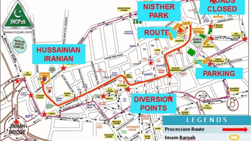 Lasbela Chowk Karachi Map Karachi Traffic Plan For Youm-E-Ali On 23 April 2022 - Incpak