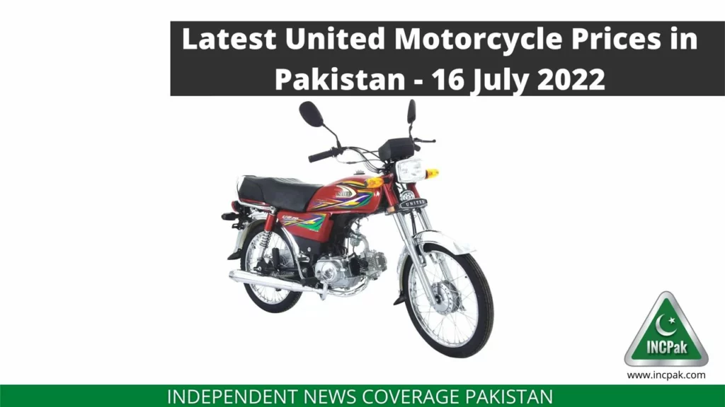 Latest United Motorcycle Prices in Pakistan – 16 July 2022