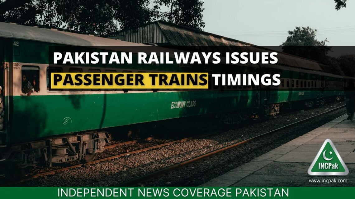 Passenger Trains Timings, Passenger Trains, Pakistan Railways