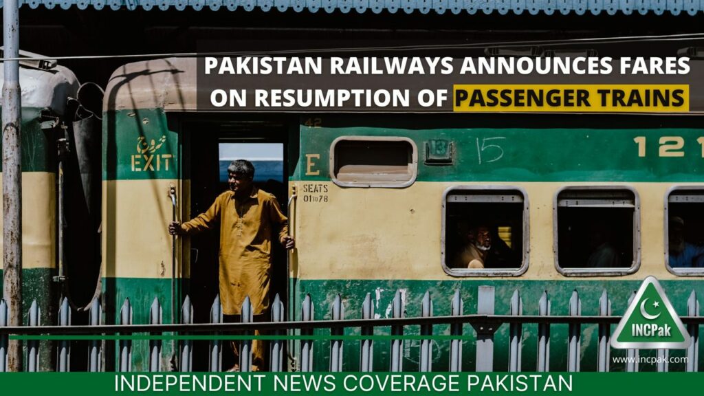 Fares Passenger Trains, Pakistan Railways